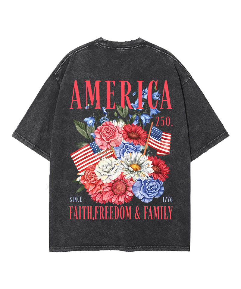 250 Years America Anniversary Double Sided Unisex Washed Christian T-shirt