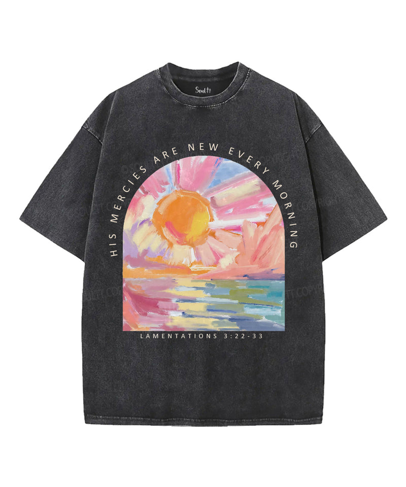 His Mercies Are New Unisex Washed Christian T-shirt
