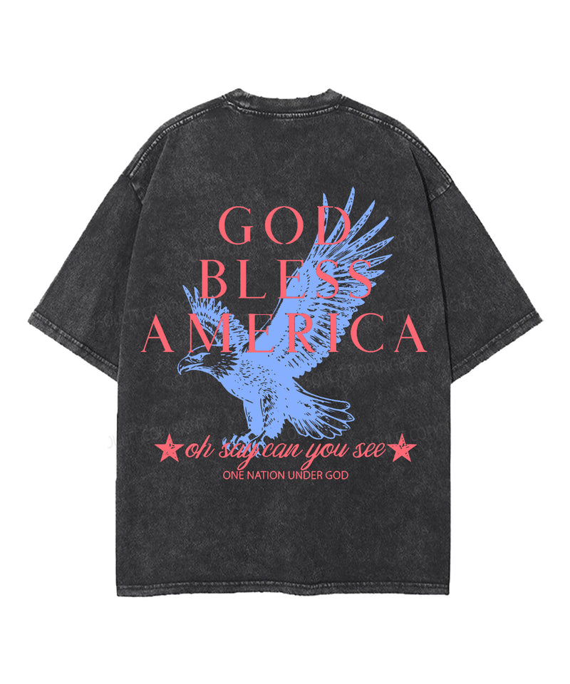 God Bless America Double Sided Unisex Washed Christian T-shirt