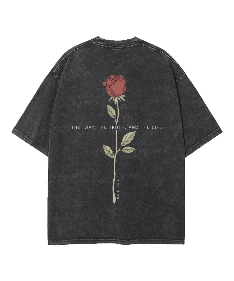 The Way , The Truth, And The Life Double Sided Unisex Washed Christian T-shirt