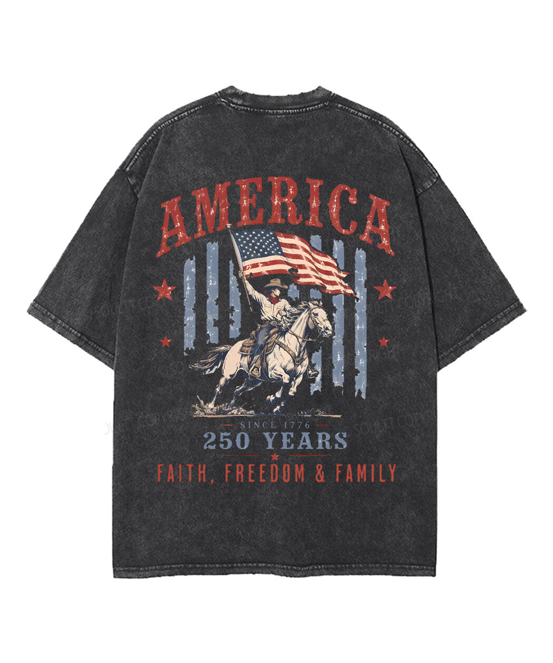 250 Years America Anniversary Double Sided Unisex Washed Christian T-shirt
