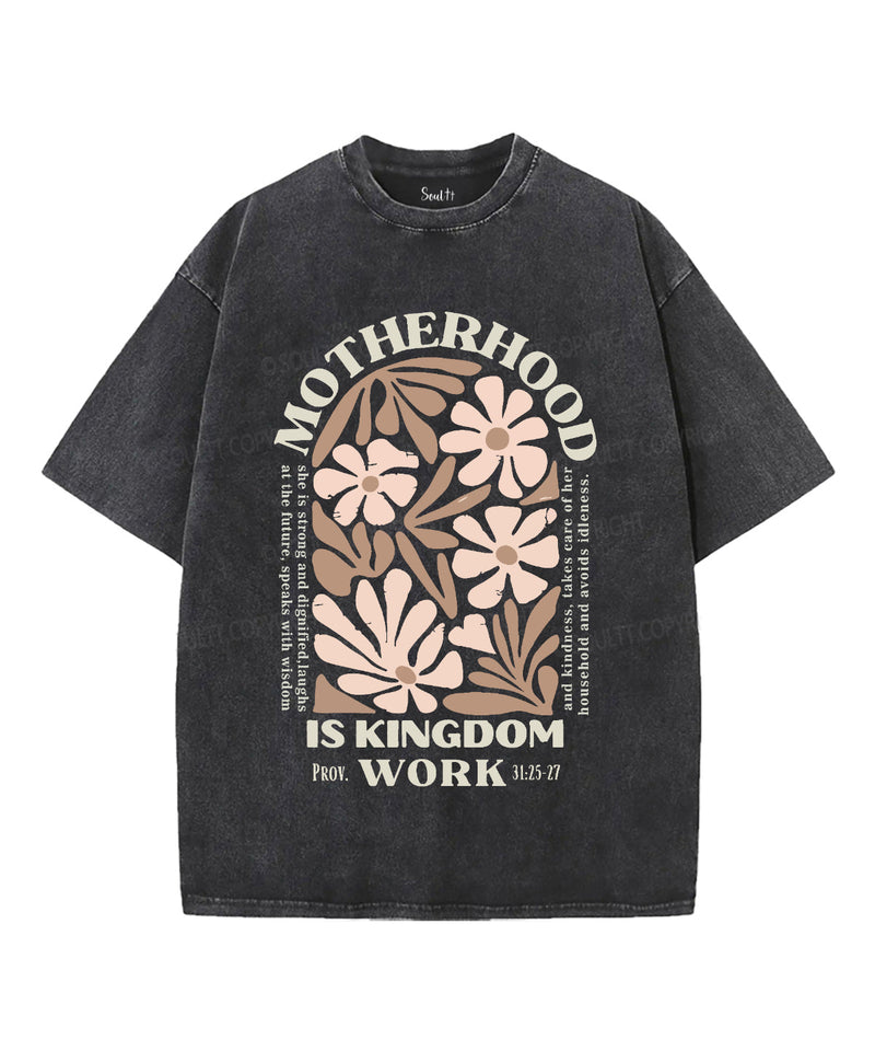 Motherhood Is Kingdom Work Unisex Washed Christian T-shirt