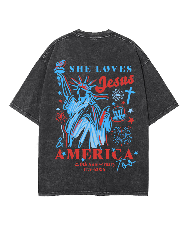 250 Years America Anniversary Double Sided Unisex Washed Christian T-shirt