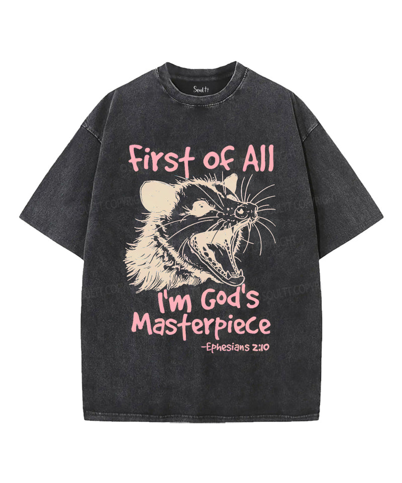 I'm God's Masterpiece Unisex Washed Christian T-shirt