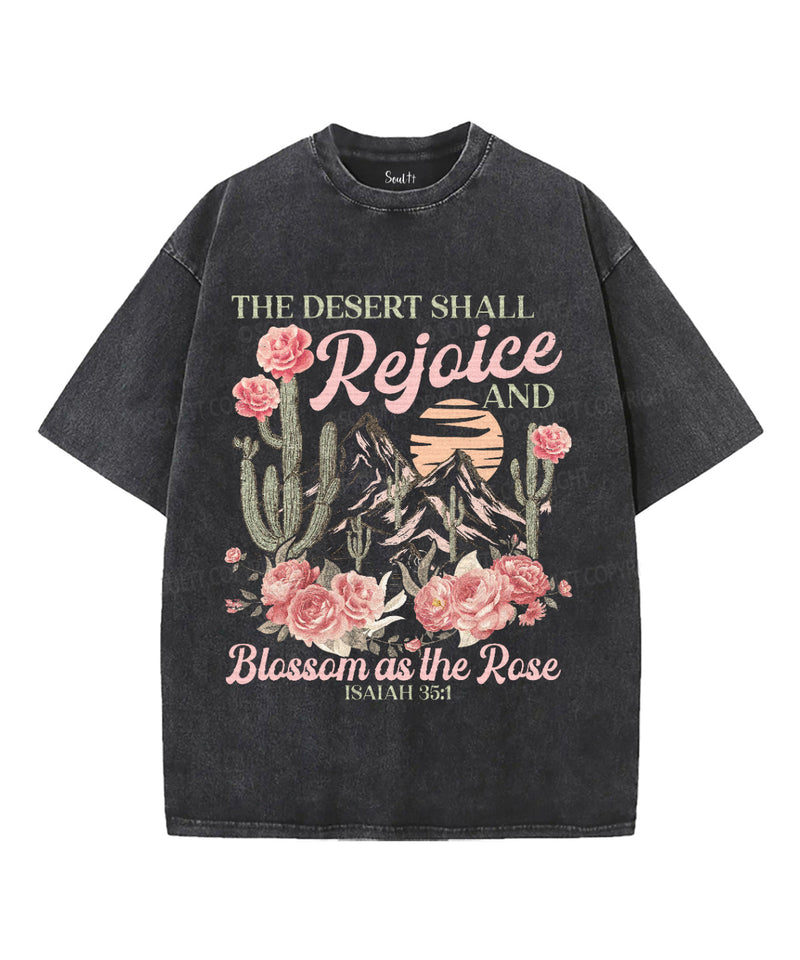 Blossom As The Rose Unisex Washed Christian T-shirt