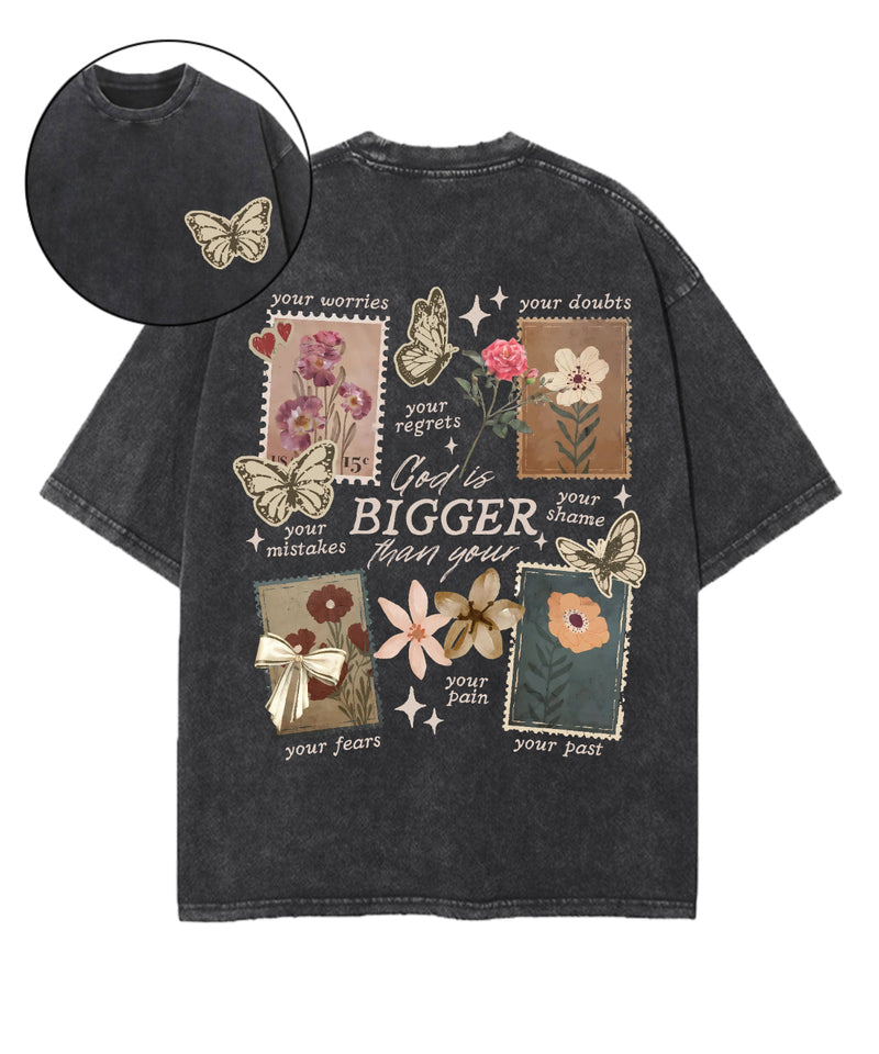 God Is Bigger Than Washed Christian Tee