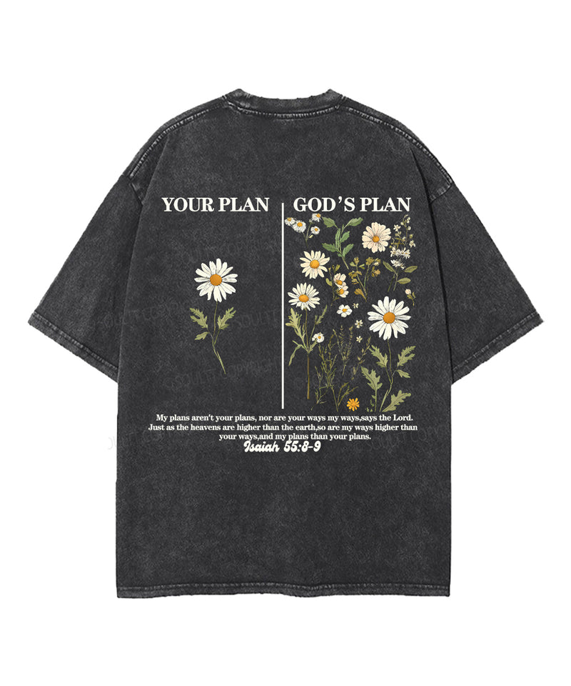 Your Plan God's Plan Double Sided Unisex Washed Christian T-shirt