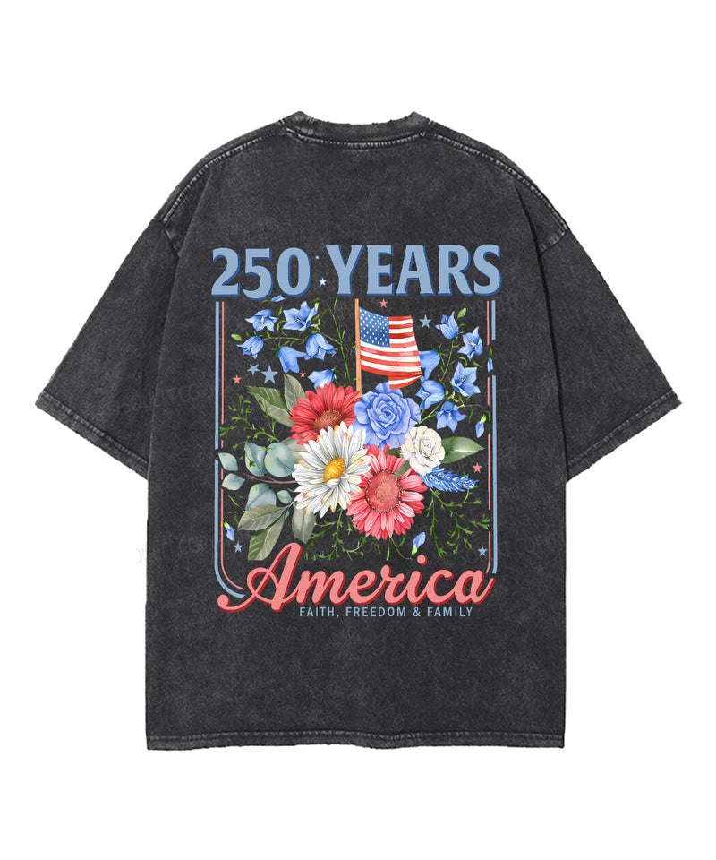 250 Years America Anniversary Double Sided Unisex Washed Christian T-shirt