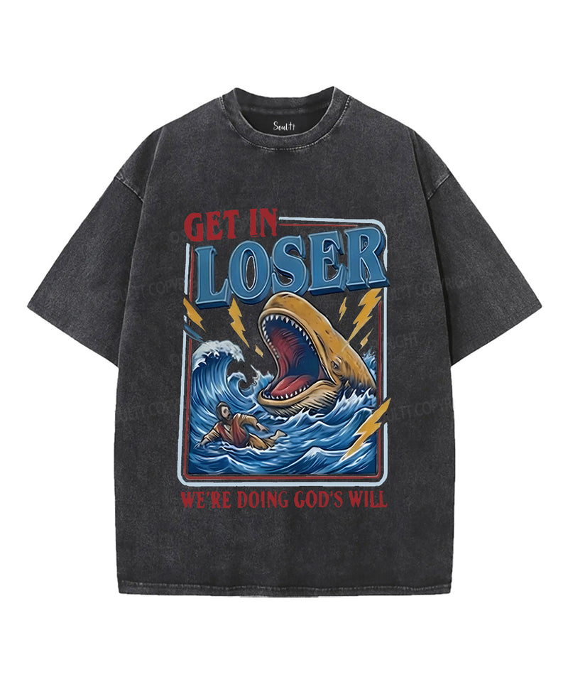 We're Doing God's Will Unisex Washed Christian T-shirt
