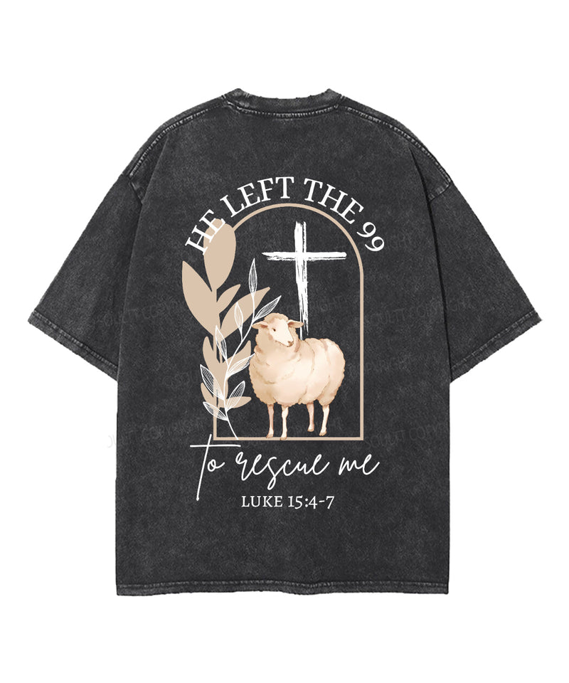 He Left The 99 Double Sided Unisex Washed Christian T-shirt