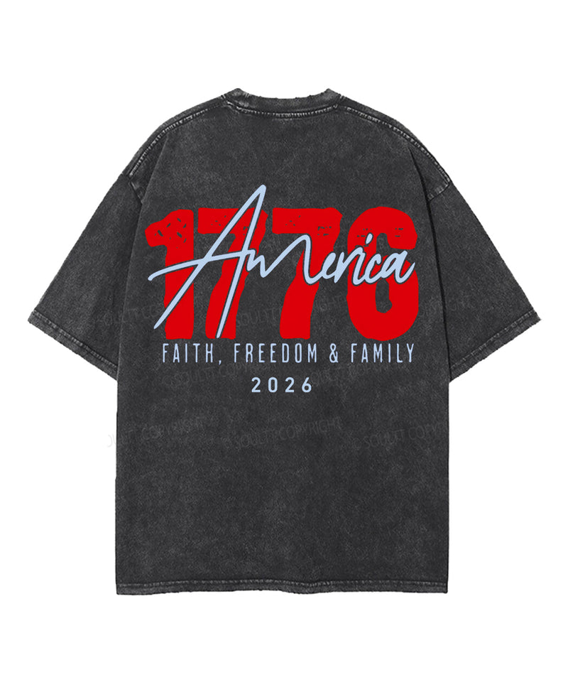 250 Years America Anniversary Double Sided Unisex Washed Christian T-shirt