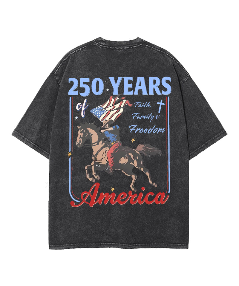 250 Years America Anniversary Double Sided Unisex Washed Christian T-shirt