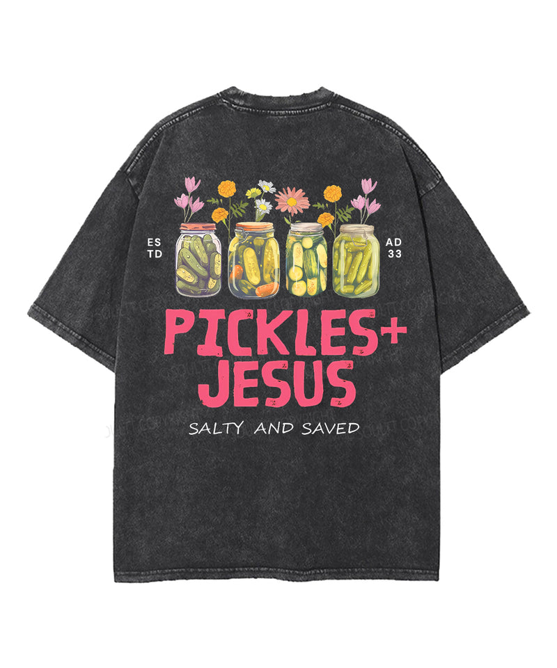 Pickles And Jesus Double Sided Unisex Washed Christian T-shirt