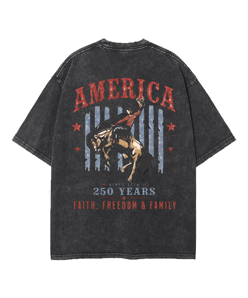 250 Years America Anniversary Double Sided Unisex Washed Christian T-shirt