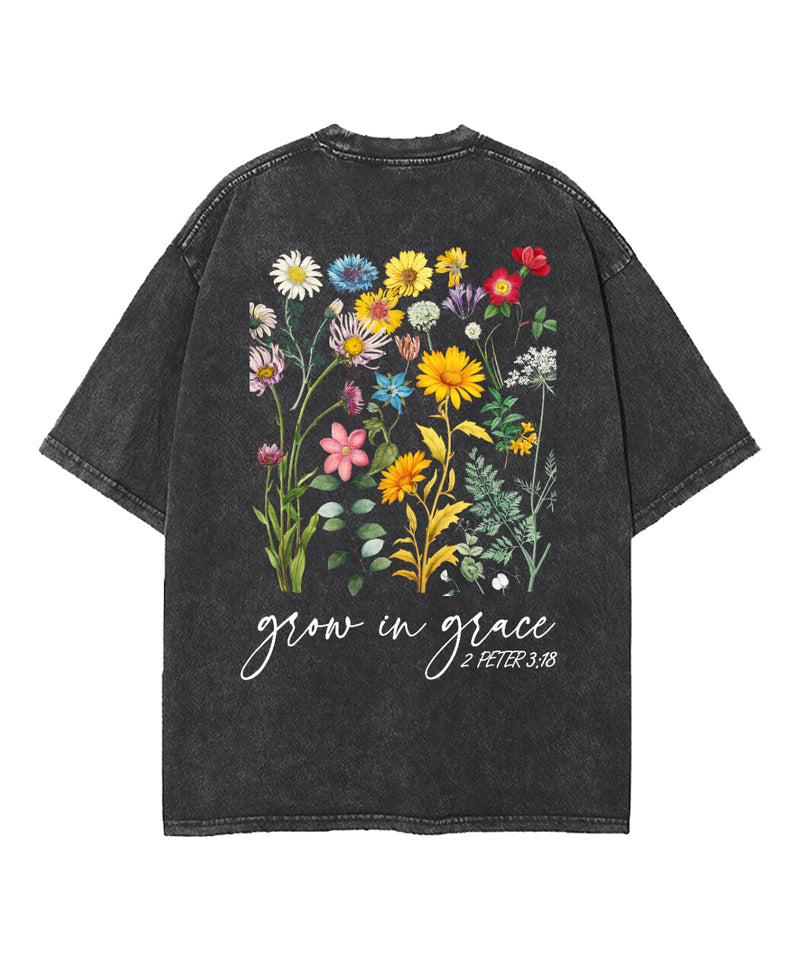 Grow In Grace Double Sided Washed Christian T-shirt
