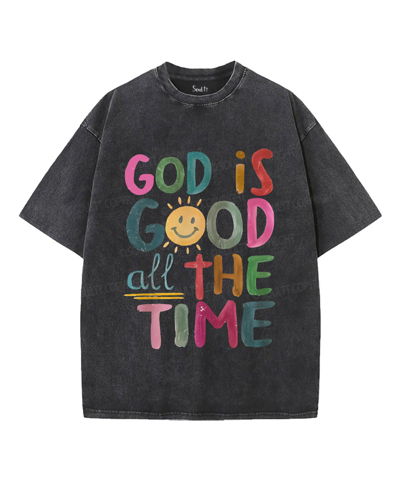 God Is Good All The Time Unisex Washed Christian T-shirt