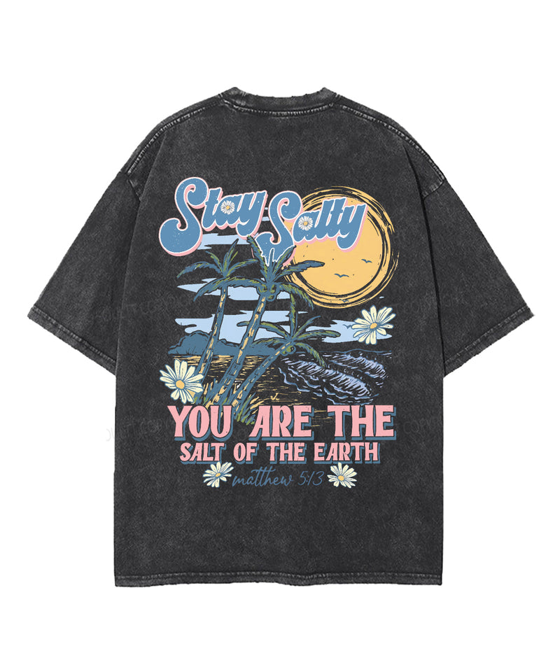 Stay Salty Double Sided Unisex Washed Christian T-shirt