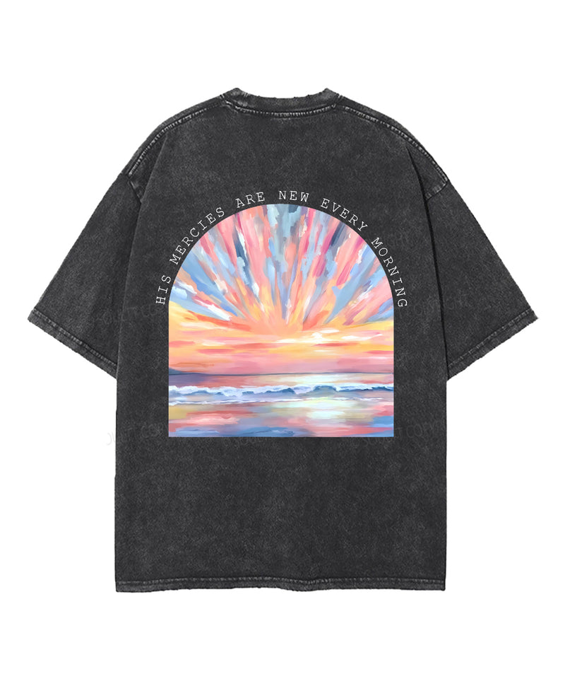His Mercies Are New Every Morning Double Sided Unisex Washed Christian T-shirt