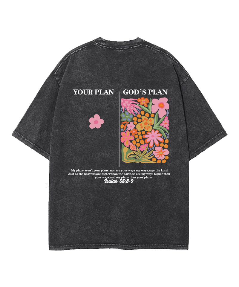 Your Plan God's Plan Double Sided Unisex Washed Christian T-shirt