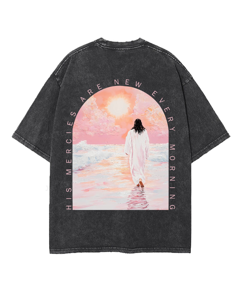 His Mercies Are New Double Sided Unisex Washed Christian T-shirt