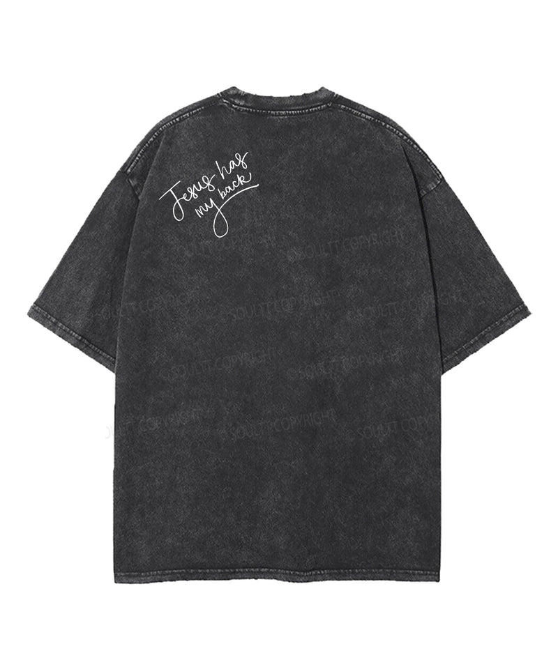 Jesus Has My Back Double Sided Unisex Washed Christian T-shirt