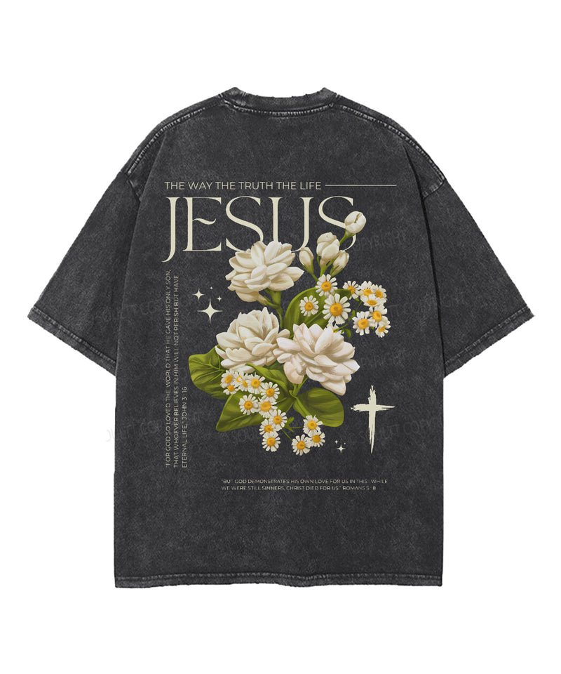 The Way The Truth The Life Double Sided Unisex Washed Christian T-shirt