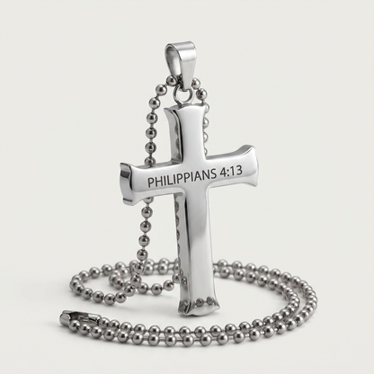 Philippians 4:13 Cross Necklace