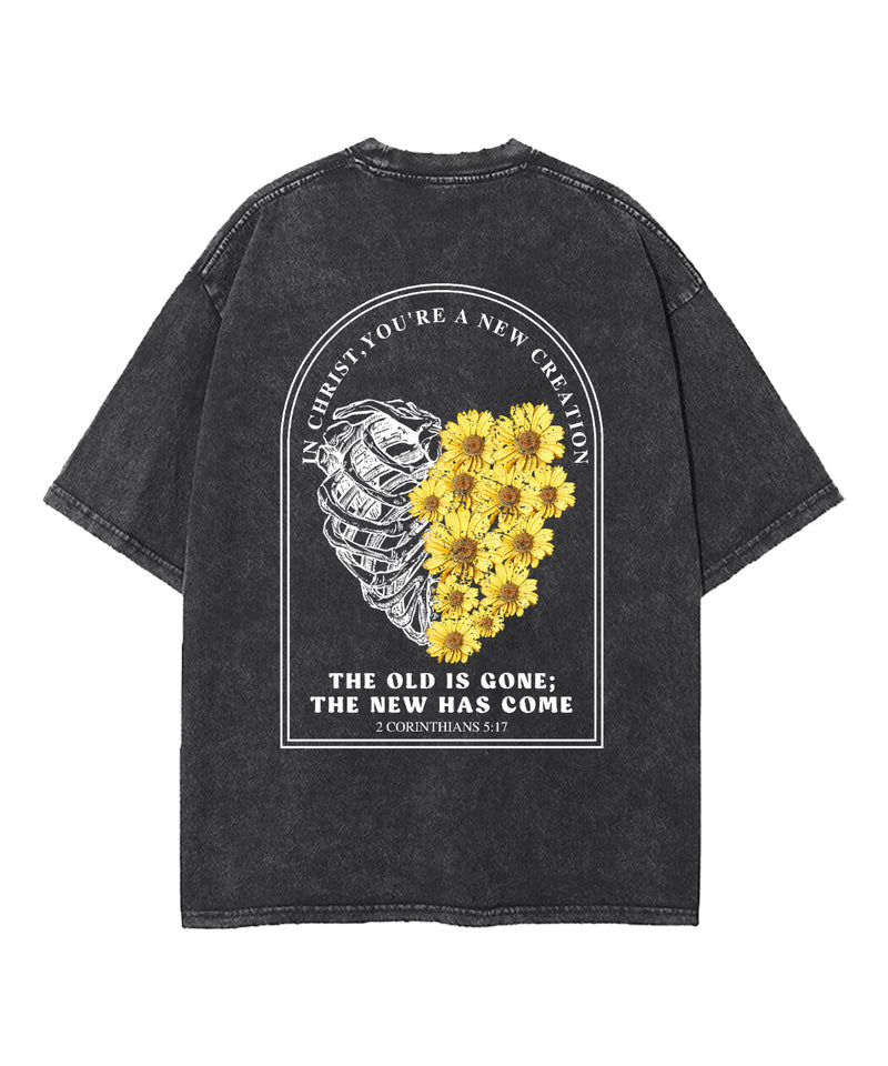 You Are A New Creation Double Sided Washed Christian T-shirt