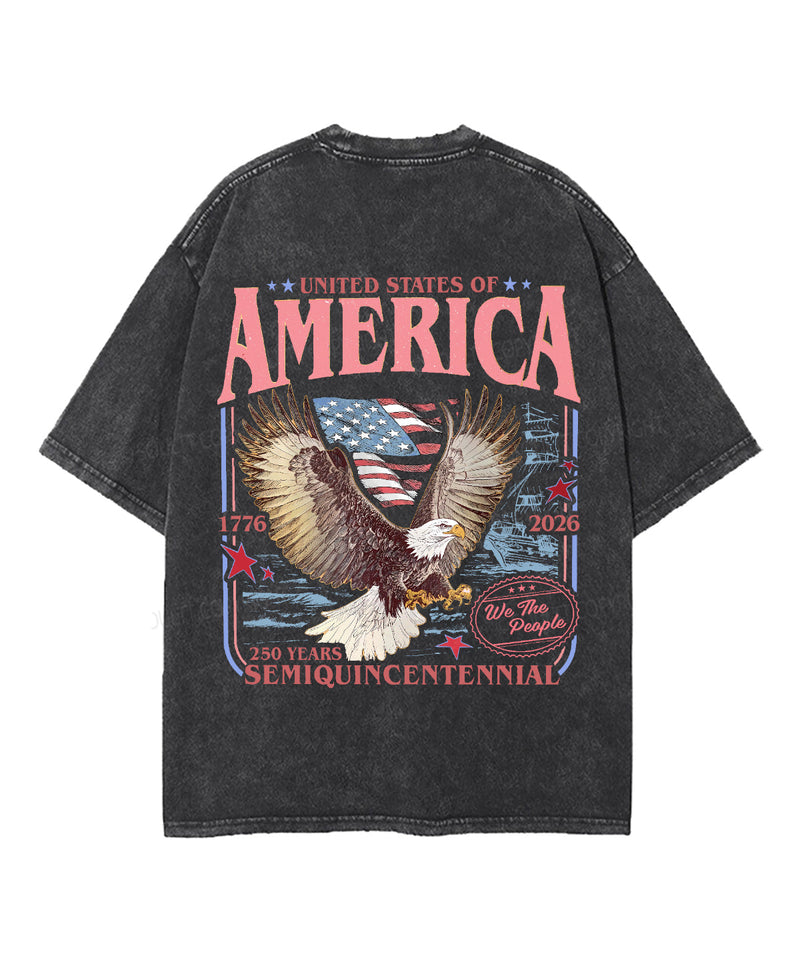 250 Years America Anniversary Double Sided Unisex Washed Christian T-shirt