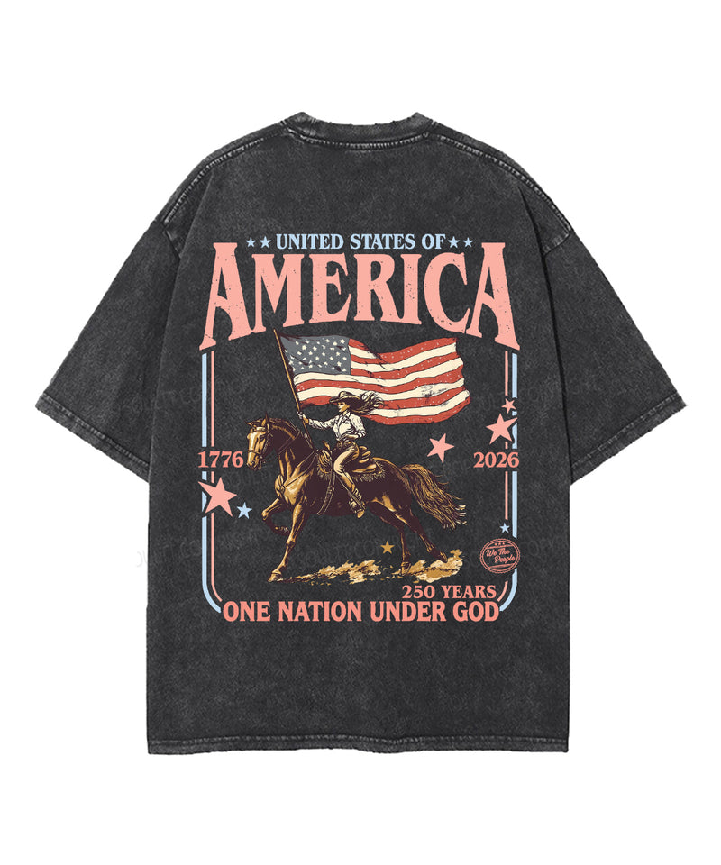 One Nation Under God Double Sided Unisex Washed Christian T-shirt
