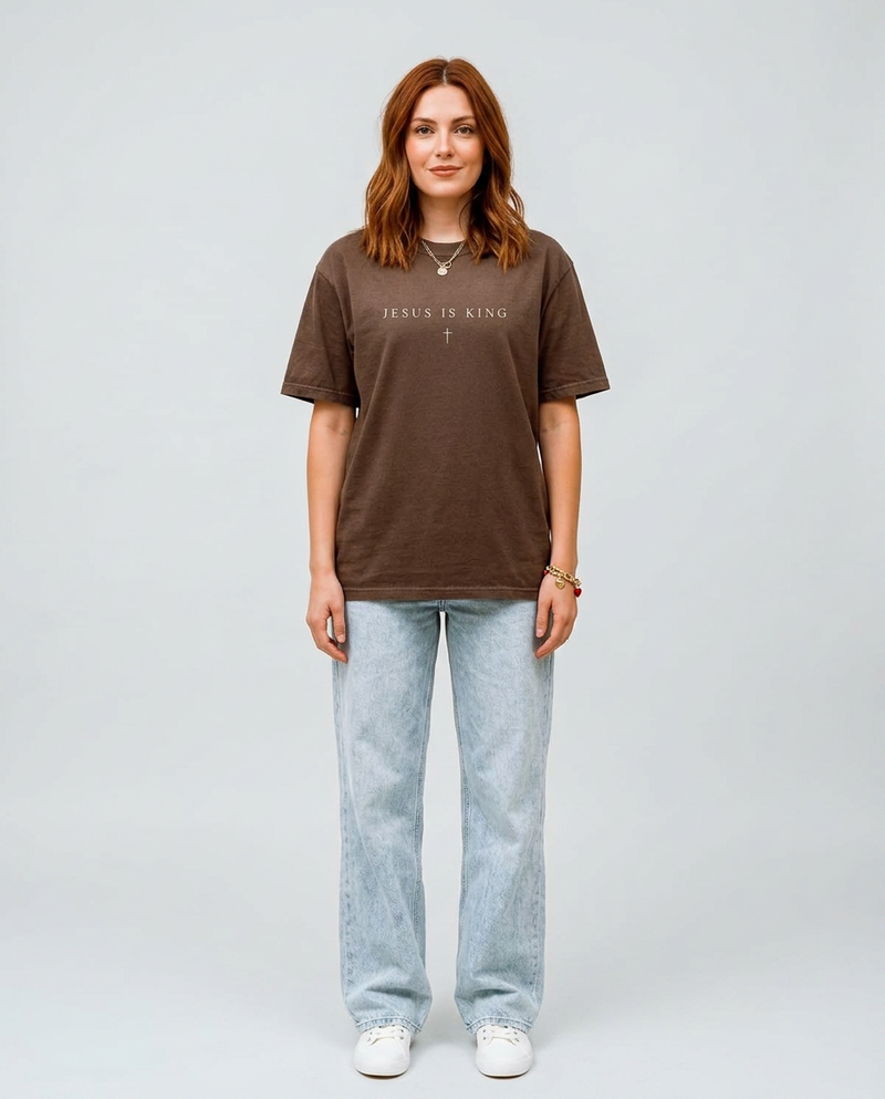 Jesus Is King Tee — Espresso