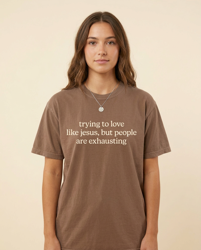 Trying to Love Like Jesus Tee — Brown